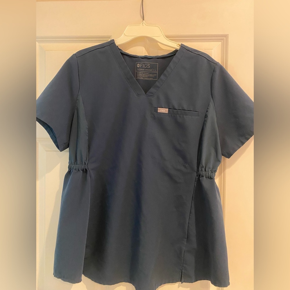 Figs Navy Maternity Scrub Top large